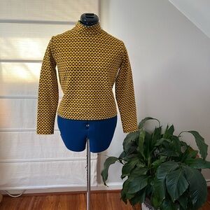 Top Shop Yellow and Black Patterned Turtleneck